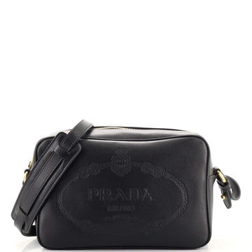 Prada Logo Camera Bag Embossed Leather Small