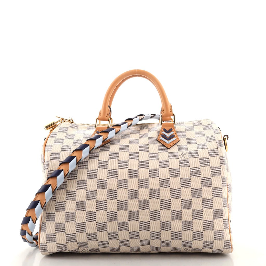 Louis Vuitton Speedy Bandouliere Bag Damier with Braided Detail 30 White