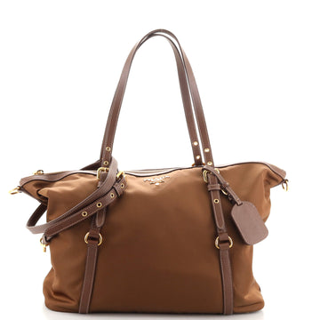 Prada Convertible Logo Tote Tessuto and Leather Large