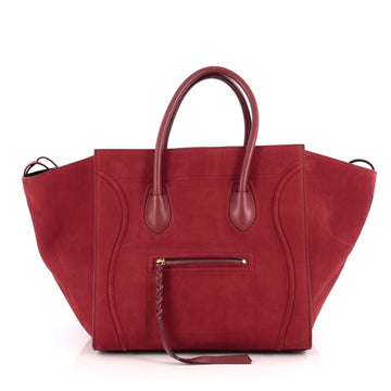 Celine Phantom Handbag Nubuck Medium Red 1889502