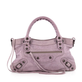 Balenciaga First Classic Studs Handbag Leather Purple 1889603