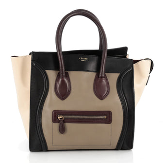 Celine Multicolor Luggage Handbag Leather Mini Brown