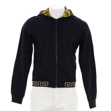 Versace Men's Greca-Trimmed Zip Hoodie Polyamide and Printed Silk