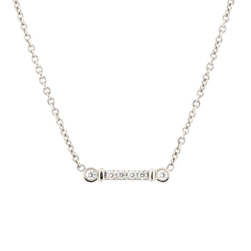 Tiffany & Co. Fleur de Lis Key Bar Pendant Necklace Platinum with Diamonds