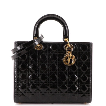Christian Dior Lady Dior Bag Cannage Quilt Patent Large