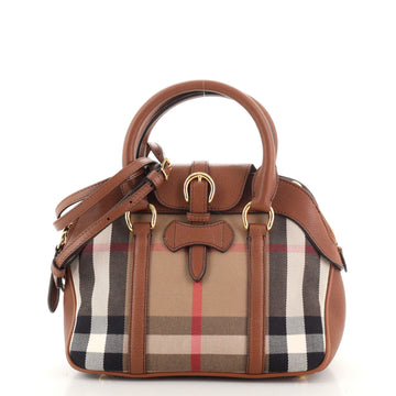 Burberry Milverton Dome Bowling Bag House Check Canvas and Leather Small