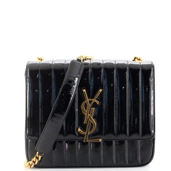 Saint Laurent Vicky Crossbody Bag Vertical Quilted Patent Large
