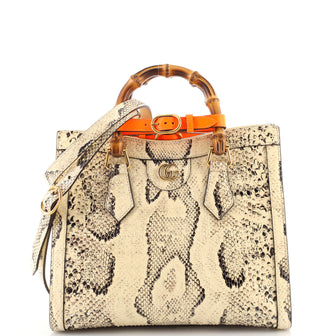 Gucci Diana NM Bamboo Handle Tote Python Small