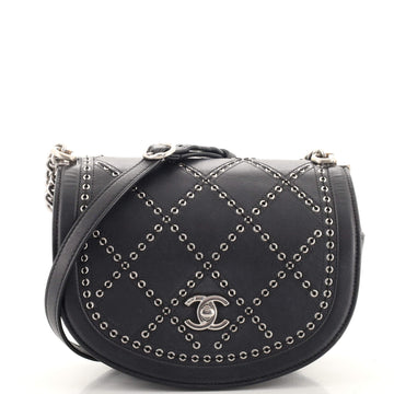 Chanel Coco Eyelets Round Flap Bag Quilted Calfskin Small