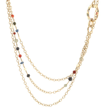 Chanel Multi Strand CC Necklace Crystal Embellished Metal with Faux Pearls and Beads