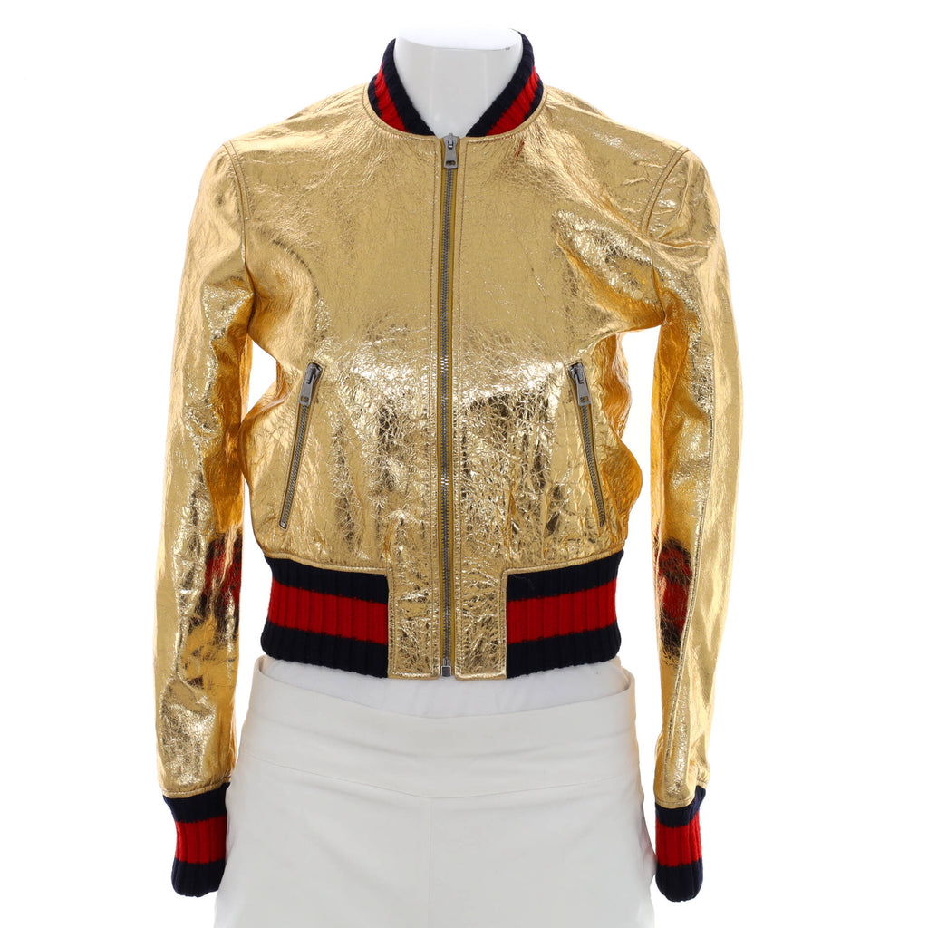 Gucci gold sale bomber jacket