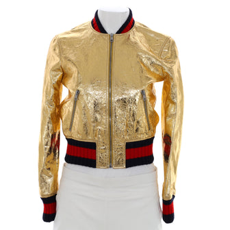 Gucci Women's Bomber Jacket Metallic Leather