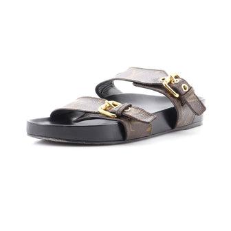 Louis Vuitton, Shoes, Louis Vuitton Brown Buckle Bom Dia Monogram Flat  Slide Sandal
