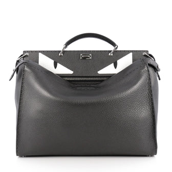 Fendi Selleria Peekaboo Monster Handbag Leather XL Gray 1891301