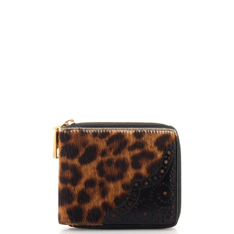 Versace Zip Around Wallet Printed Pony Hair with Leather Compact