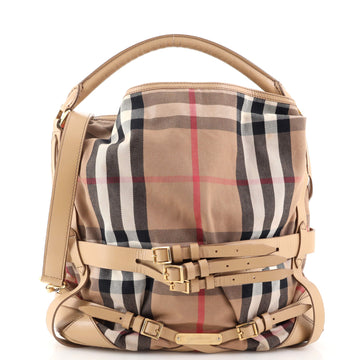 Burberry Bridle Gosford Hobo House Check Canvas Medium