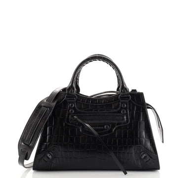 Balenciaga Neo Classic City Bag Crocodile Embossed Leather Small