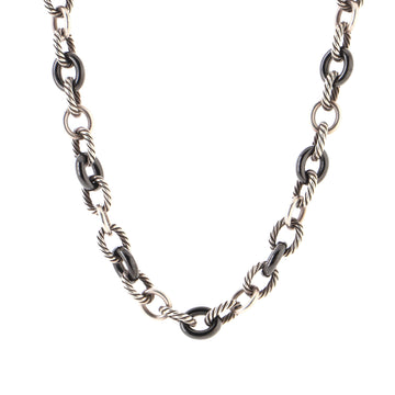 David Yurman Oval Link Necklace Sterling Silver and Ceramic Large
