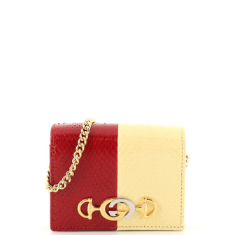 Gucci Zumi Chain Card Case Python