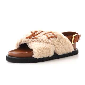Louis Vuitton Women's Paseo Comfort Slide Slingback Sandals Shearling with Leather