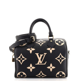 Louis Vuitton Speedy Bandouliere Bag Bicolor Monogram Empreinte Giant 25 Black