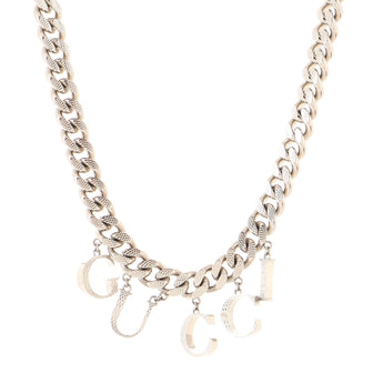 Gucci Logo Charm Chain Necklace Metal