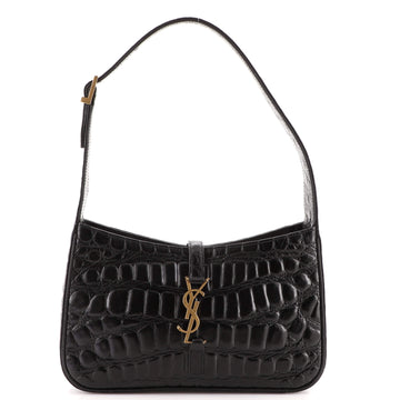 Saint Laurent Le 5 a 7 Hobo Crocodile Embossed Leather Small