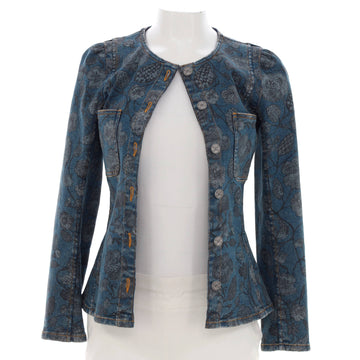 Chanel Women's Button Up Jacket Printed Denim