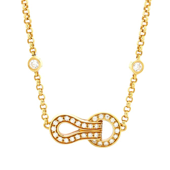 Cartier Agrafe Chain Pendant Necklace 18K Yellow Gold with Diamonds