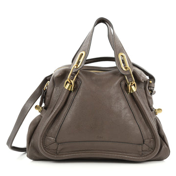 Chloe Paraty Top Handle Bag Leather Medium Gray 1893601