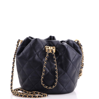 Chanel My Perfect Adjustable Chain Bucket Bag Quilted Iridescent Caviar Small