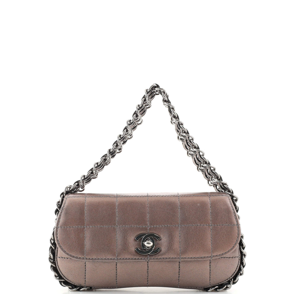 Chanel Multichain Chocolate Bar Flap Bag Quilted Leather Mini Metallic  1893931