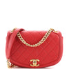 Chanel Underline Saddle Flap Bag Quilted Calfskin Small Red