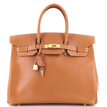 Hermes Birkin Handbag Brown Courchevel with Gold Hardware 35
