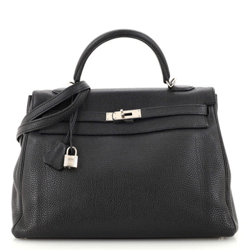 Hermes Kelly Handbag Black Togo with Palladium Hardware 35