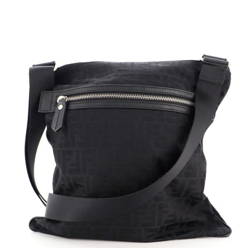 Fendi Vintage Front Zip Flat Messenger Bag Zucca Canvas Large