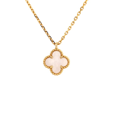 Van Cleef & Arpels Sweet Alhambra Pendant Necklace 18K Yellow Gold and Mother of Pearl