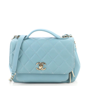 CHANEL Caviar Quilted Small Affinity Flap Blue Good Condition