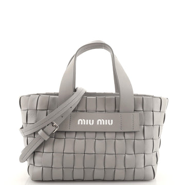Miu Miu Convertible Shopper Tote Bag Woven Leather Medium