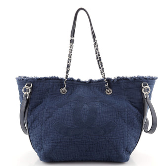 Chanel Double Face Deauville Tote Fringe Quilted Canvas Medium