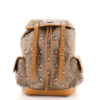 Gucci Disney Mickey Mouse Double Pocket Belt Backpack Printed Mini GG Coated Canvas Large
