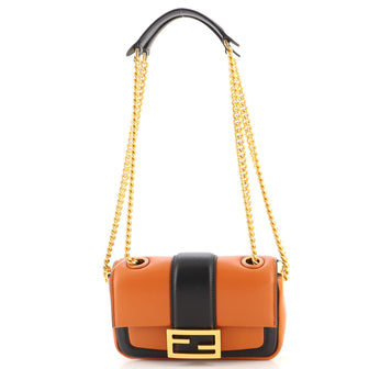 Fendi Chain Baguette Bag Bicolor Leather Mini