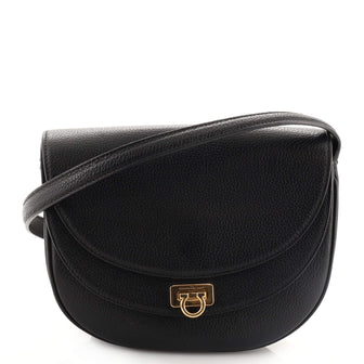 Salvatore Ferragamo Double Flap Saddle Crossbody Bag Leather