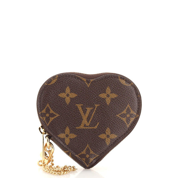 LOUIS VUITTON Monogram Leopard Coeur Heart Coin Purse Blanc Corail 102058
