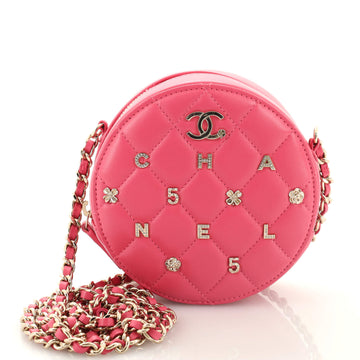 Chanel Lucky Charms Round Clutch With Chain Quilted Lambskin Mini