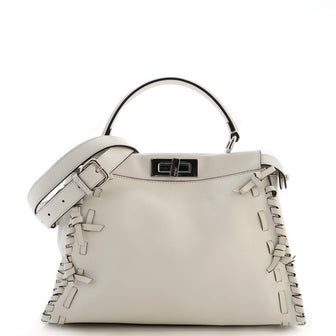 Fendi Bow Peekaboo Bag Whipstitch Leather Regular