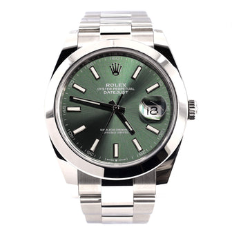 Oyster Perpetual Datejust Mint Green Automatic Watch Stainless Steel 41