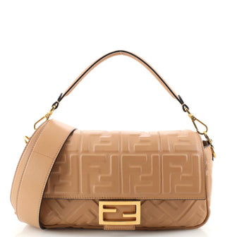 Fendi Baguette NM Bag Zucca Embossed Leather Medium