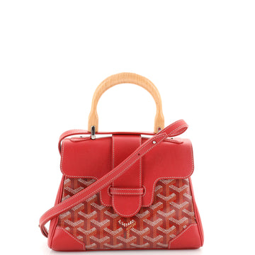 Goyard Saigon Top Handle Bag Coated Canvas with Leather Mini