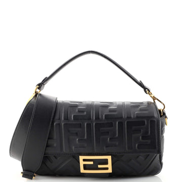Fendi Baguette NM Bag Zucca Embossed Leather Medium